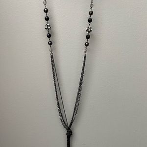 Black Chain Knot Beaded Necklace Fashion Accessory